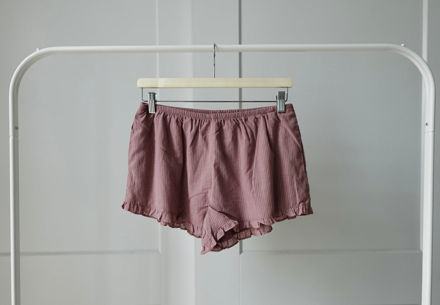 Ruffled Micro Stripe Shorts