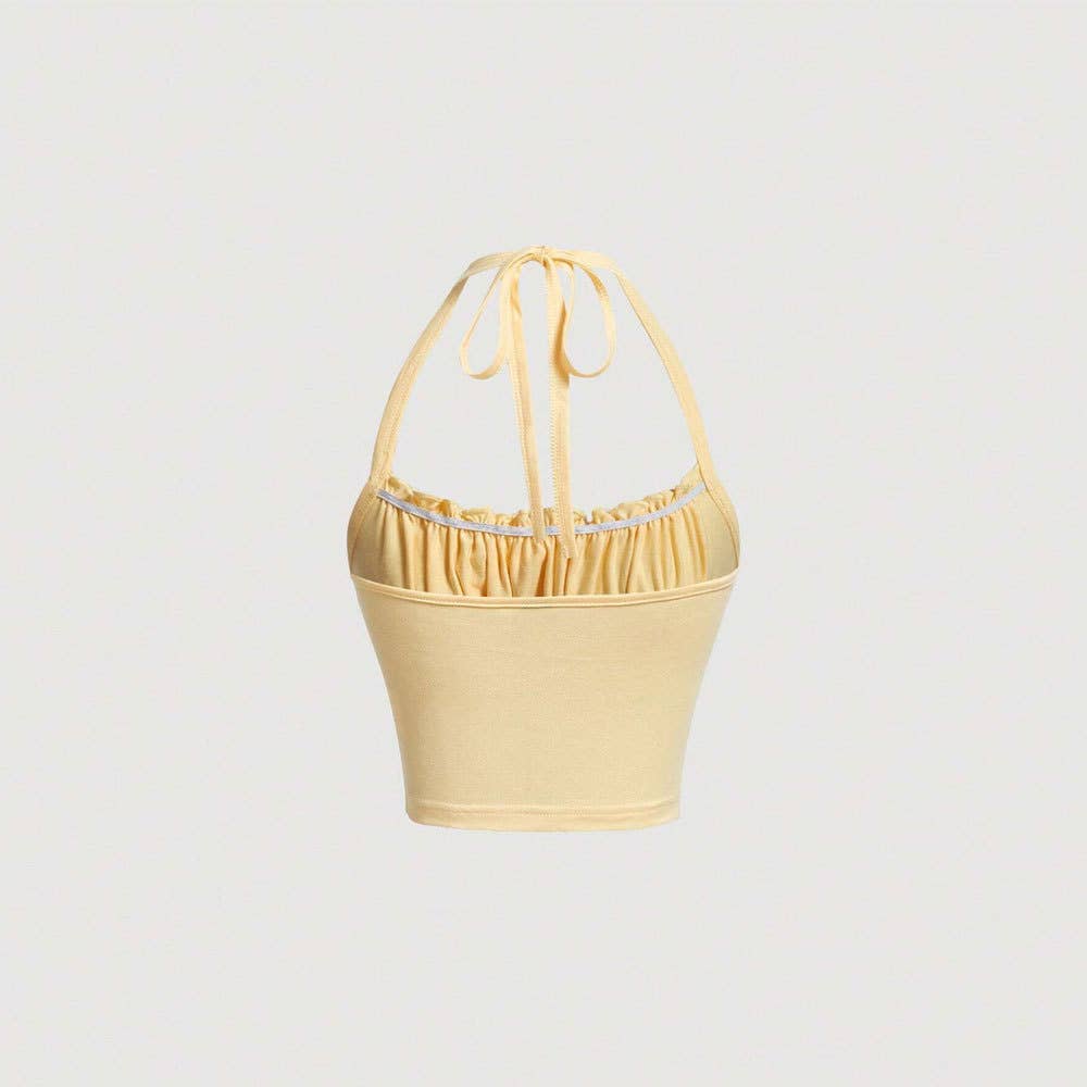 Butter Yellow Halter Crop Top