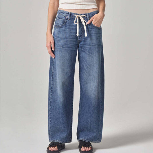 Baggy Wide-Leg Drawstring Jeans
