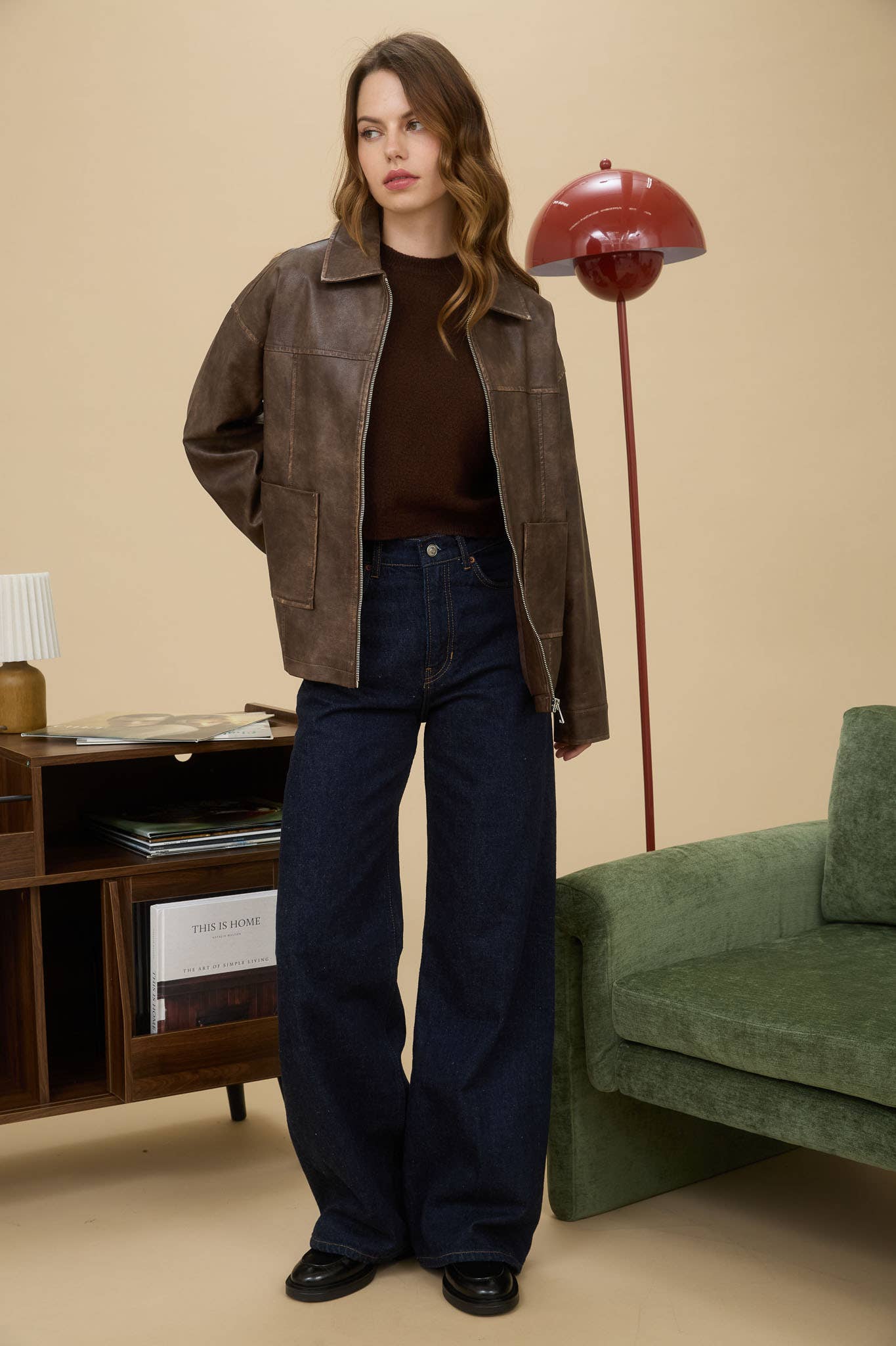 Brown Faux Leather Jacket