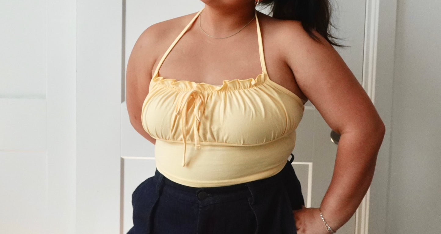 Butter Yellow Halter Crop Top