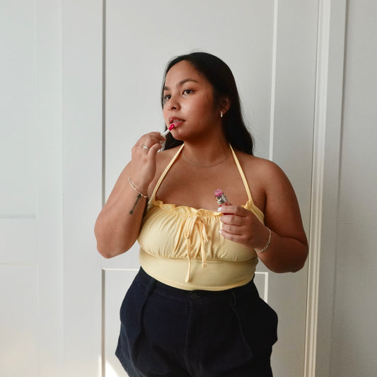 Butter Yellow Halter Crop Top