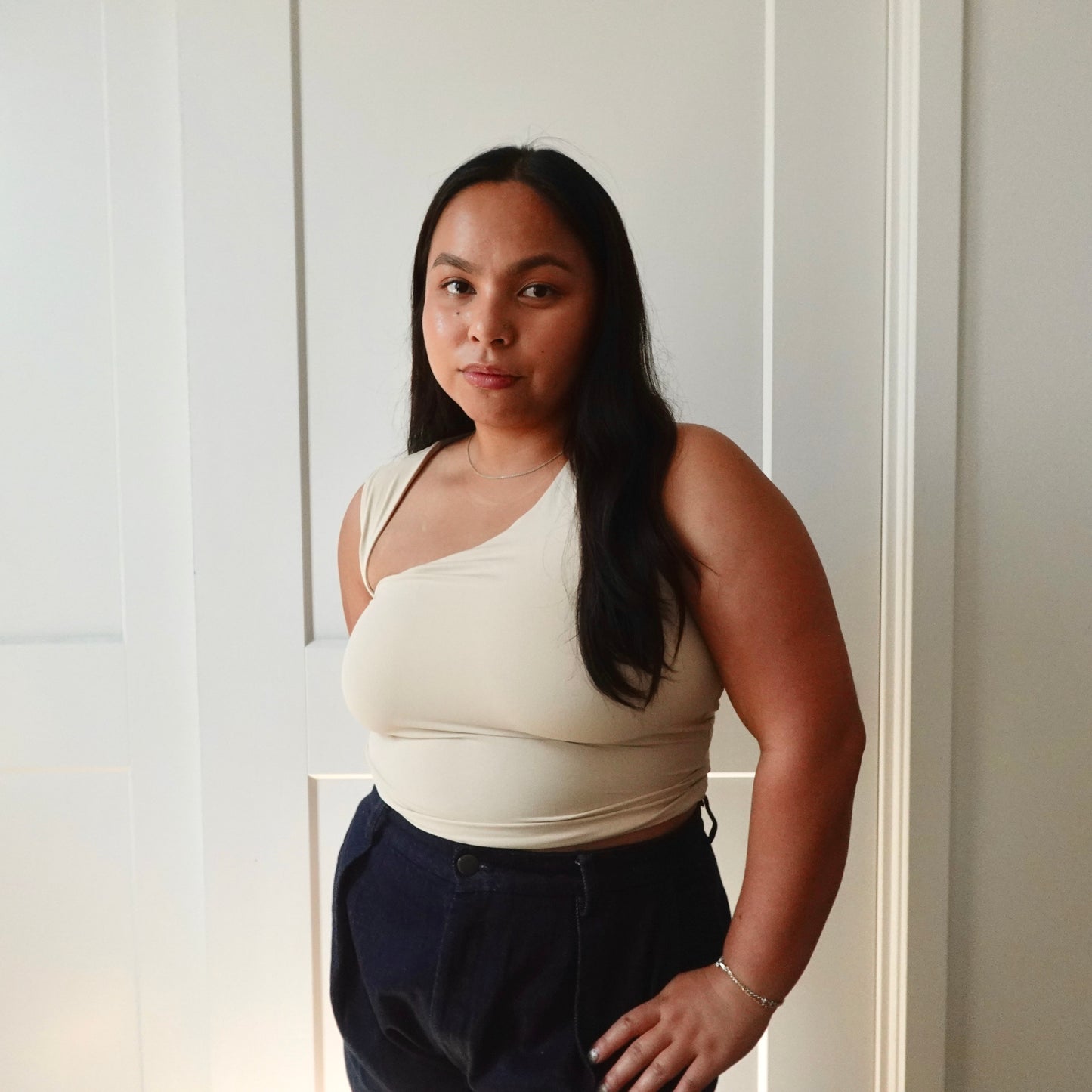 Asymmetrical Open-Back Tank Top