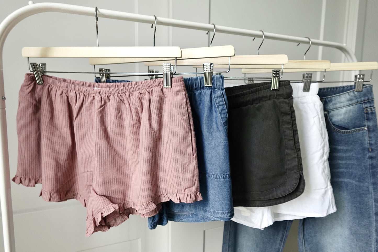 Ruffled Micro Stripe Shorts